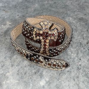 Genuine leather bling belt